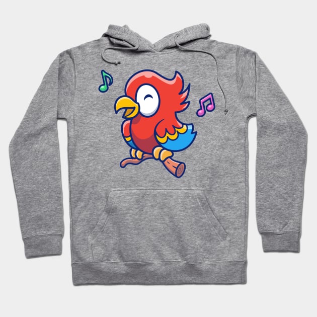 Cute Parrot Bird Singing Cartoon Hoodie by Catalyst Labs